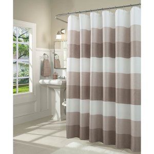 New Ellen Tracy Waffle Weave Fabric Shower Curtain